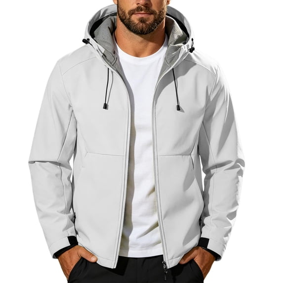 longantii Mens Waterproof Jackets Basic Windbreaker Collared Raincoat Long Sleeve Zip Up Jacket Classic Fit Fall Winter Going Out Outwear Gray XL