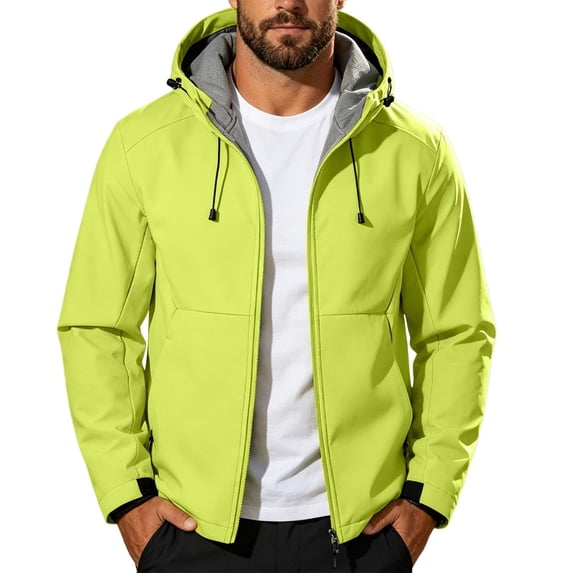 longantii Mens Waterproof Jackets Basic Windbreaker Collared Wind Jacket Long Sleeve Zip Up Jacket Modern Fit Spring Fall Hiking Outwear Green XL