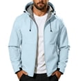 thumbnail image 1 of longantii Mens Waterproof Jackets Lightweight Windbreaker Collared Raincoat Long Sleeve Zip Up Coat Relaxed Fit Spring Fall Hiking Streetwear Blue 2XL, 1 of 5