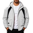 thumbnail image 1 of longantii Mens Waterproof Jackets Trendy Water Resistant Stand Collar Rain Coat Long Sleeve Zip Up Jacket Classic Fit Spring Fall Going Out Outfit Gray 2XL, 1 of 5