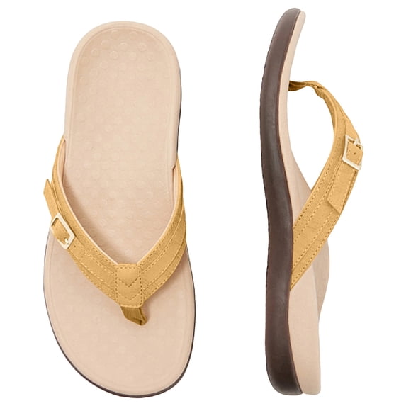 longantii Orthopedic Casual Sandals for Women Slip on Non Slip Arch Support Flat Wedge Sandals Breathable Beach Slippers 2026 New Comfort Orthopedic Shoes Yellow