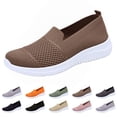 thumbnail image 1 of longantii Orthopedic Casual Shoes for Women Arch Support Non Slip Slip on Nurse Shoes Wide Knitted Mesh Stretch Work Shoes Comfortable 2026 Foam Shoes Brown, 1 of 7