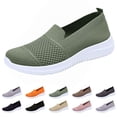 thumbnail image 1 of longantii Orthopedic Casual Shoes for Women Arch Support Non Slip Slip on Work Shoes Lightweight Knitted Mesh Stretch Server Shoes Soft 2026 New Orthopedic Shoes Green, 1 of 7