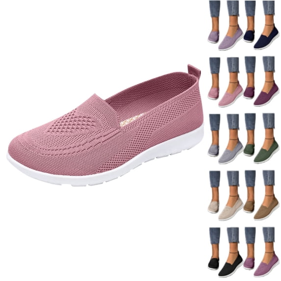 longantii Orthopedic Casual Shoes for Women Arch Support Non Slip Slip on Work Shoes Wide Width Mesh Stretch Server Shoes Comfort 2026 New Orthopedic Shoes Pink