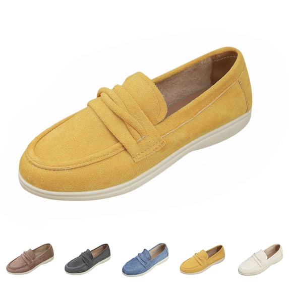 longantii Orthopedic Casual Shoes for Women Arch Support Slip on Non Slip Nurse Shoes Wide Width Knitted Mesh Stretch Hiking Shoes Soft 2026 New Orthopedic Shoes Yellow