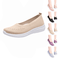 thumbnail image 1 of longantii Orthopedic Dress Shoes for Women Arch Support Non Slip Slip on Tennis Shoes Wide Knitted Mesh Stretch Walking Shoes Comfort 2026 New Foam Shoes Beige, 1 of 7