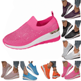 thumbnail image 1 of longantii Orthopedic Dress Shoes for Women Arch Support Slip on Non Slip Running Shoes Wide Width Mesh Stretch Walking Shoes Comfort 2026 Foam Shoes Hot Pink, 1 of 8