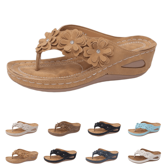 longantii Orthopedic Sandals for Women 2026 Dressy Casual Summer Wedge Flip Flops Comfortable Beach Vacation Sandals