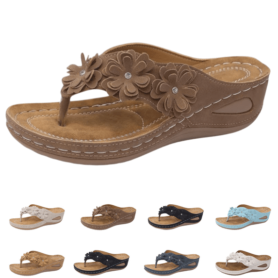 longantii Orthopedic Sandals for Women 2026 Dressy Casual Summer Wedge Flip Flops Comfortable Beach Vacation Sandals