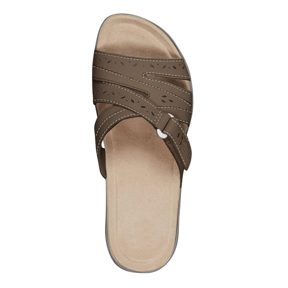 longantii Orthopedic Sandals for Women Non Slip Slip on Arch Support Summer Flat Sandals Wide Beach Slippers 2026 Vacation Beach Foam Shoes Brown