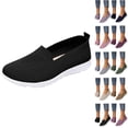 thumbnail image 1 of longantii Orthopedic Shoes for Women Arch Support Non Slip Slip on Work Shoes Breathable Knitted Mesh Stretch Hiking Shoes Comfortable 2026 Foam Shoes Black, 1 of 7