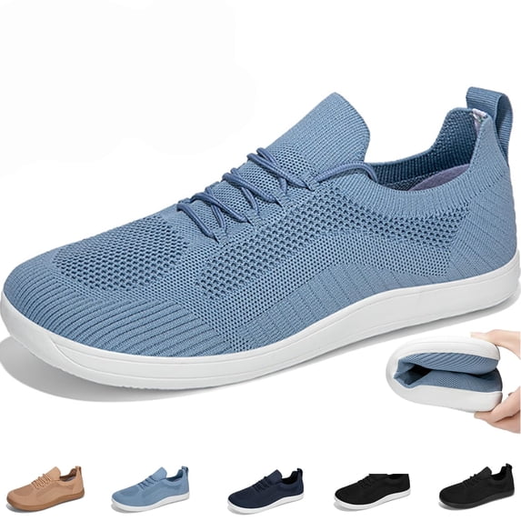 longantii Orthopedic Shoes for Women Arch Support Slip on Non Slip Nurse Shoes Wide Width Knitted Mesh Stretch Walking Shoes Comfort 2026 New Orthopedic Shoes Blue