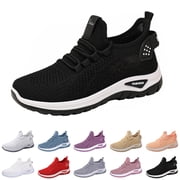 Orthopedic Shoes for Women Arch Support Slip on Non Slip Running Shoes Lightweight Knitted Mesh Stretch Walking Shoes Comfort 2026 Orthopedic Shoes Black