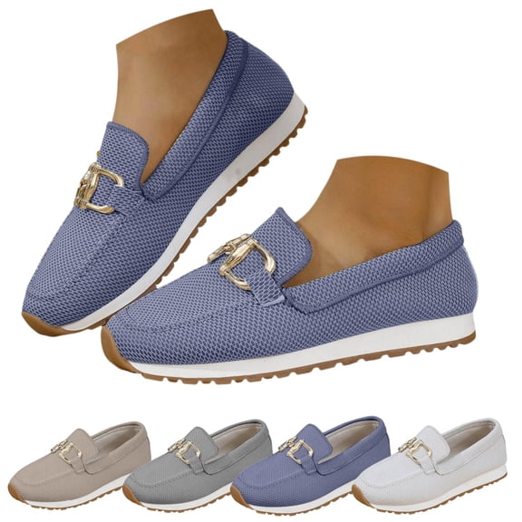 longantii Orthopedic Shoes for Women Arch Support Non Slip Slip on Nurse Shoes Wide Mesh Stretch Hiking Shoes Soft 2026 New Foam Shoes Blue