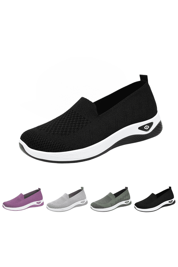 Orthopedic Shoes for Women Arch Support Slip on Non Slip Golf Shoes Wide Mesh Stretch Walking Shoes Comfort 2026 New Foam Shoes Black