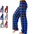 thumbnail image 1 of longantii Plaid Pajama Pants for Women Relaxed Fit No Drawstring Home Trousers Fall Winter Straight Leg Loungewear Bottoms Casual Breathable Loungewear Pants, 1 of 6
