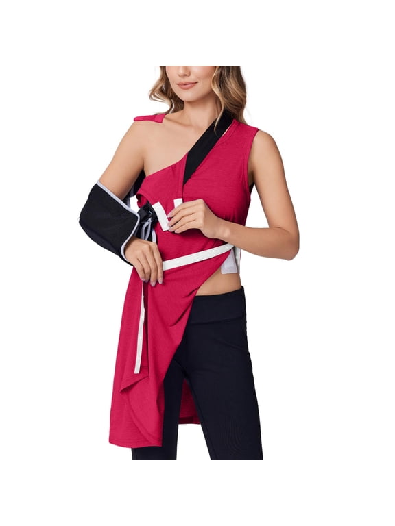 Post Shoulder Surgery Dress for Women Full Tear Away Sleeveless Tank Dress Side Split Open Surgery Recovery Dress for Post Shoulder After Rotator Cuff Adaptive Clothing Hot Pink XXL