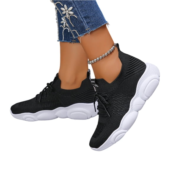 longantii Running Shoes For Women Arch Support Walking Tennis Shoes Slip On Memory Foam Lightweight Breathable Non Slip Athletic Sneakers Black
