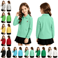 thumbnail image 1 of longantii School Polo Shirts for Girls Dressy Long Sleeve Back To School T-Shirts Classic Fit Collared Layer Shirts Solid Color Spring Fall Outfit Green 3-4 Year, 1 of 5