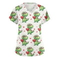thumbnail image 1 of longantii Scrub Tops Women Funny Valentines Day Print V Neck Short Sleeve Shirts Stretch Anti Wrinkle Nursing Uniform Green XXXXL, 1 of 5