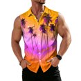 thumbnail image 1 of longantii Shirts for Men Hawaiian Casual Button-Down Tshirts Lightweight Sleeveless Pullovers with Chest Pockets 2026 New Floral Print Summer Shirt for Vacation Orange L, 1 of 7