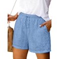 thumbnail image 1 of longantii Shorts for Women Trendy Summer Casual Loose Comfy Elastic Waist Drawstring Shorts with Pockets Beach Vacation Clothes Sky Blue L, 1 of 7