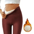 thumbnail image 1 of longantii Soft Clouds Fleece Leggings for Women Winter, Casual Sherpa Lined Warm Winter Solid High Waisted Yoga Pants Fleece Thick Warm Tights Wine S, 1 of 9