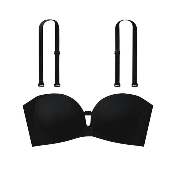 longantii Strapless Front Closure Push Up Bra, Padded Wireless Lift, Non-Slip Grip, Seamless Comfortable Tube Jelly Bra for A-C Cups(75A,Medium)