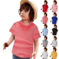 thumbnail image 1 of longantii Summer Polo Shirts Trendy Lapel Collared Short Sleeve Uniform Lightweight Back To School Tops Solid Color Outfit for Boys & Girls Red 4-5 Year, 1 of 6