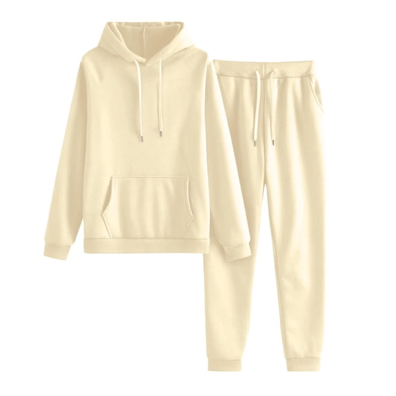 longantii Sweatsuits Women 2 Piece Outfit Casual Oversized Hoodie Sweat Set Matching Lounge Track Suit Comfy Sets Clothing Beige M