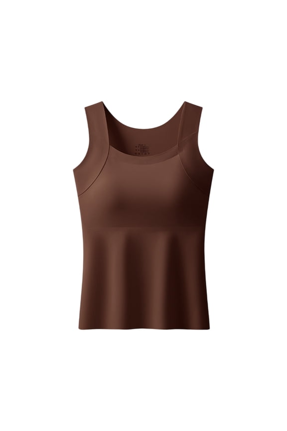 Tank Tops With Built In Bras for Senior, Seamless Shaper Bra Cami, Wire-Free Tank Tops with Support, Suitable for All Body Types Coffee L