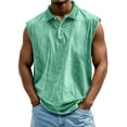 thumbnail image 1 of longantii Tank Tops for Men Oversized Distressed Washed Sleeveless Button Tees Comfy Polo Collared Pollover 2026 Loose Fit Gym Tees Green L, 1 of 4