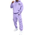 thumbnail image 1 of longantii Track Suits Mens Sweatsuits 2 Piece Set Hoodie and Sweatpants Jogging Suits for Men Casual Running Sweat Suit Sets with Multi-pocket Purple XXL, 1 of 8