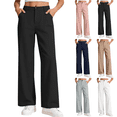 thumbnail image 1 of longantii Uniform Pants for Girls Casual Baggy Wide Leg Dress Pant with Pockets Back to School Outfit Size 6-14 Years, 1 of 8