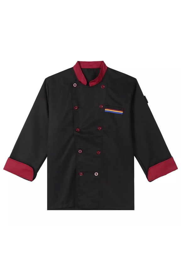 Unisex Chef Coat Long Sleeve Chef Jackets For Men Women Breathable Cook Shirts Personalized Restaurant Kitchen Working Uniform Black L