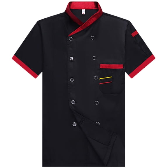 longantii Unisex Chef Coat Short Sleeve Chef Jackets For Men Breathable Cook Shirts Personalized Restaurant Kitchen Working Uniform Black XL
