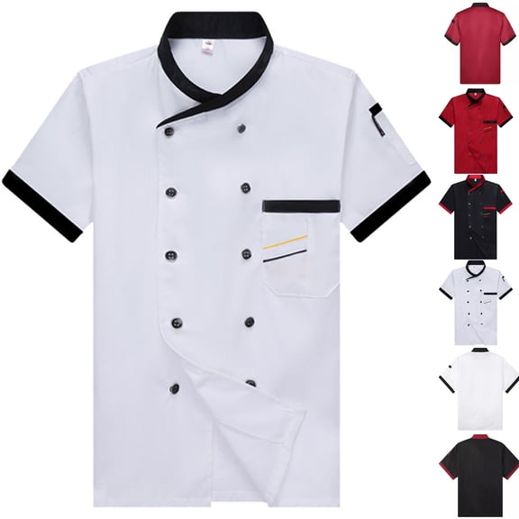 longantii Unisex Chef Coat Short Sleeve Chef Jackets For Men Breathable Cook Shirts Personalized Restaurant Kitchen Working Uniform White L