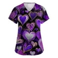 thumbnail image 1 of longantii Valentines Day Printed Scrub Tops Women V Neck Short Sleeve Plus Size Scrubs for Womens Nursing Uniforms Shirts with Pockets Purple XXXL, 1 of 5
