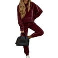 thumbnail image 1 of longantii Velour Lounge Sets for Women 2 Piece Velvet Tracksuits Jogging Hoodie Sweatsuits Soft Sports Leisure Jogger Outfit Wine XL, 1 of 5