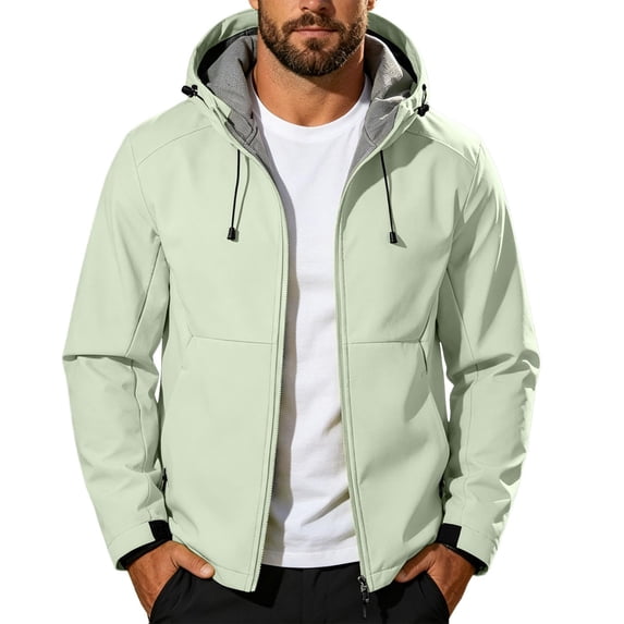 longantii Waterproof Jackets for Men Trendy Windbreaker Turndown Collar Rain Jacket Long Sleeve Zip Up Jacket Loose Fit Fall Winter Cycling Tops Green 3XL