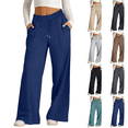 thumbnail image 1 of longantii Wide Leg Sweatpants Women Drawstring High Waisted Joggers Casual Y2k Trouser Sweat Palazzo Pants with Pockets Khaki L, 1 of 7