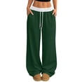 thumbnail image 1 of longantii Wide Leg Sweatpants Women High Waisted Baggy Pants Drawstring Elastic Waist Athletic Joggers Baggy Sweatpant Dark Green L, 1 of 5
