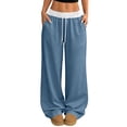 thumbnail image 1 of longantii Wide Leg Sweatpants Women High Waisted Baggy Pants Drawstring Elastic Waist Athletic Joggers Baggy Sweatpant Royal Blue M, 1 of 5