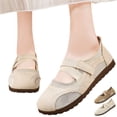thumbnail image 1 of longantii Wide Toe Box Flats Shoes Women Barefoot Mary Jane Flats Comofortable Ballet Flat with Adjustable Straps Lightweight Breathable Comfort Retro Low Top Shoes Beige, 1 of 6
