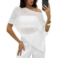 thumbnail image 1 of longantii Women Sheer Poncho Top Lightweight Beach Cover Up Summer Knit Mesh Shawl White S, 1 of 7