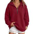 thumbnail image 1 of longantii Women's 1/4 Quarter Zip Pullover Sweatshirt Long Sleeve Mock Neck Solid‑Color Loose Fit Casual Athletic Tops Trendy Fall Winter Outfits, 1 of 6
