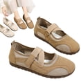 thumbnail image 1 of longantii Women's Barefoot Mary Jane Flats Wide Toe Box Comofortable Ballet Flat with Adjustable Straps Lightweight Breathable Low Top Walking Shoes Khaki, 1 of 6