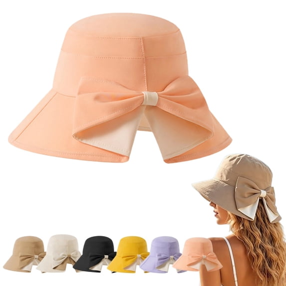 longantii Women's Bowknot Wide Brim Sun Hat, Foldable, Breathable, Wide Brim, 360° Protection, Compact Travel Companion Watermelon Red