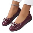 thumbnail image 1 of longantii Women's Casual Flat Loafers Breathable Perforated Round Toe Slip On Shoes with Bow Rhinestone Comfort Wedge Heel Dress Flats for Spring Summer Work, 1 of 6