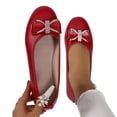 thumbnail image 1 of longantii Women's Casual Flat Loafers Breathable Perforated Round Toe Slip On Shoes with Bow Rhinestone Comfort Wedge Heel Dress Flats for Spring Summer Work, 1 of 5